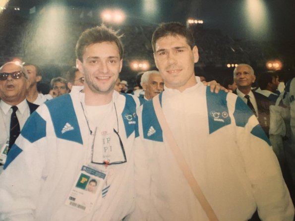 Jogos Olímpicos - Barcelona 1992 - Ricardo Menalda com o judoca Aurélio Miguel